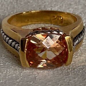 Premier Designs Jewelry Two Tone "ELITE" Ring Size 7, New in Box, Citrine (CZ)